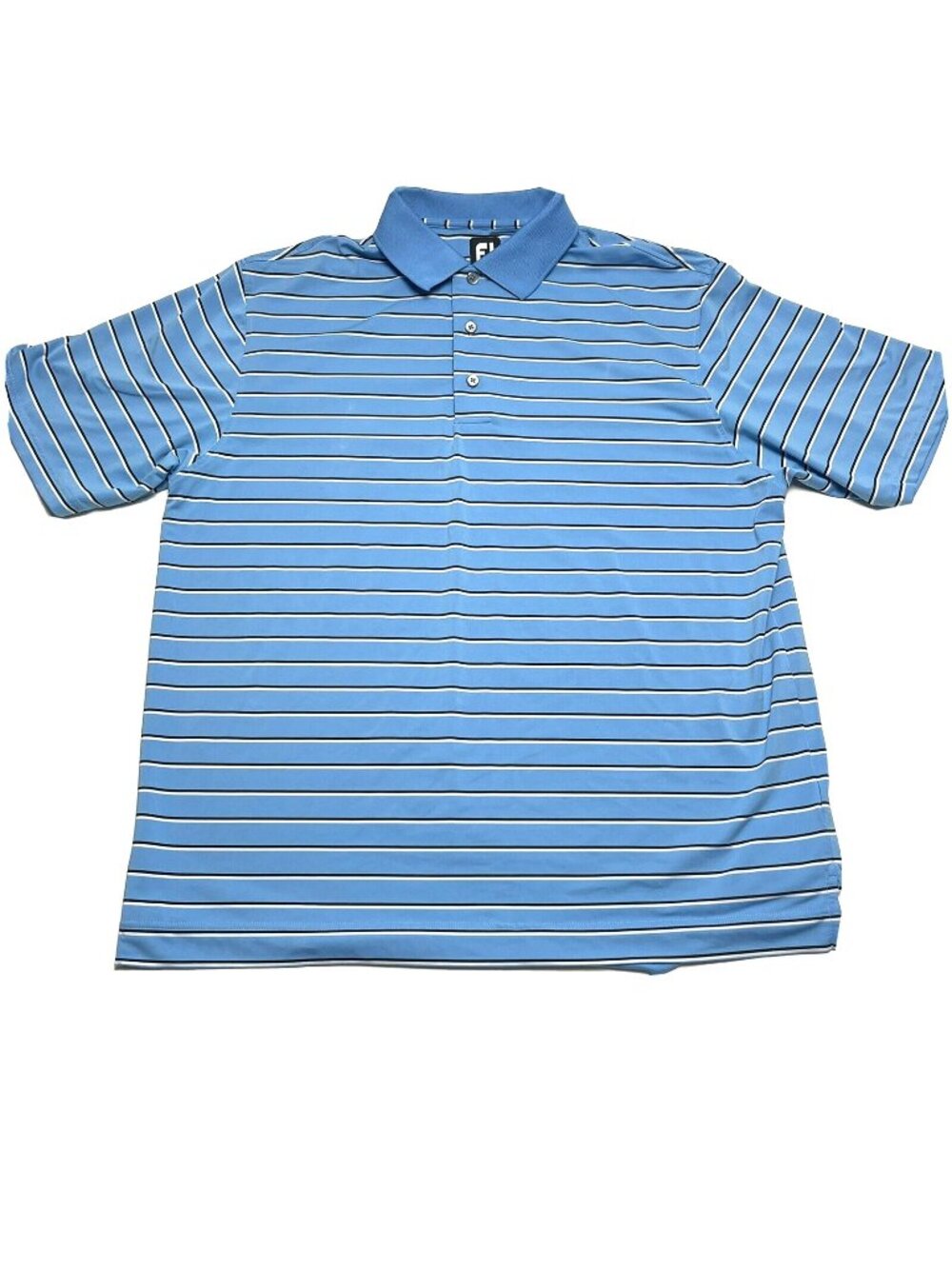 FootJoy FJ Golf Polo Shirt Light Blue Striped Short Sleeve Mens Size XL